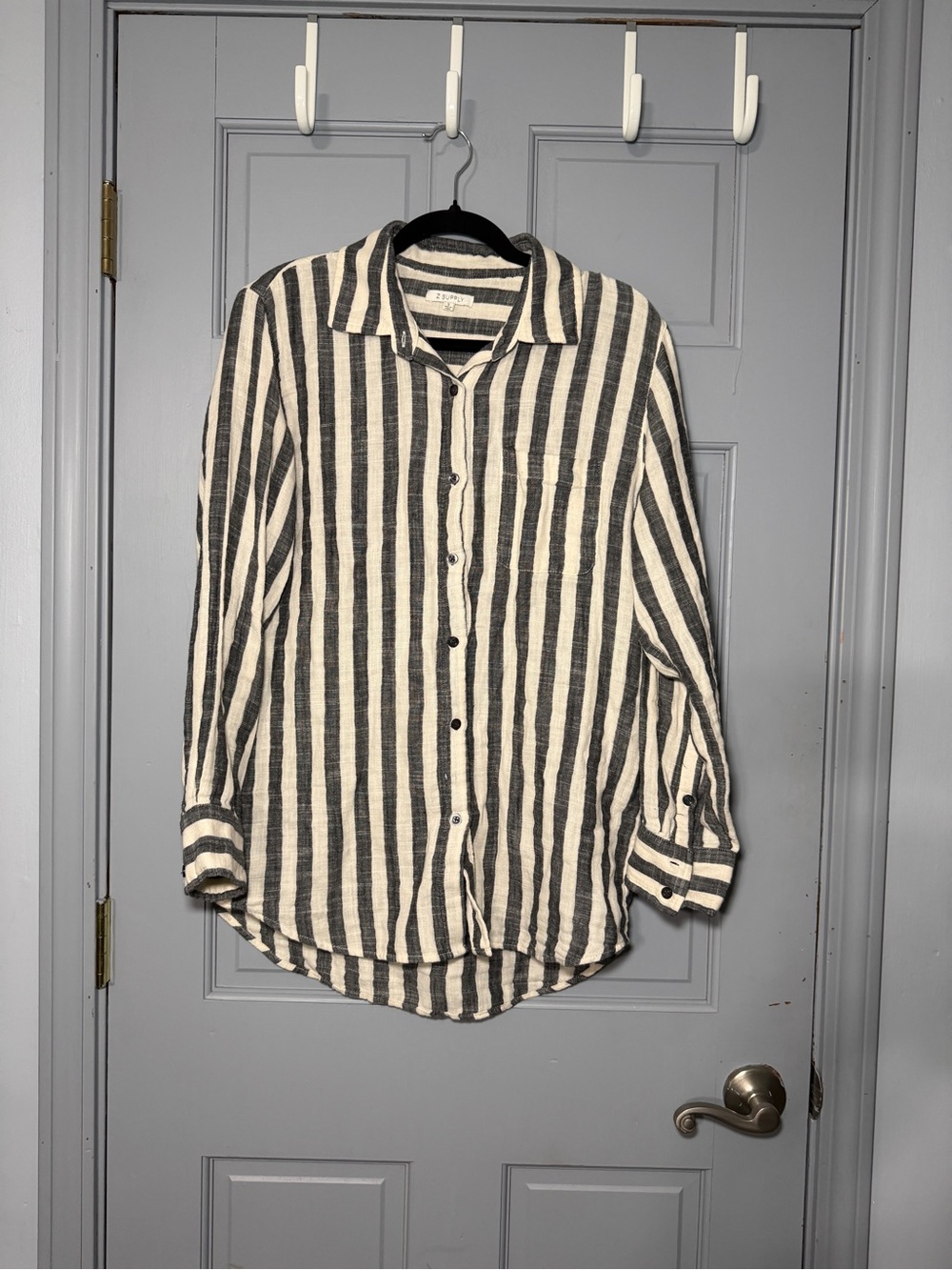 Evereve Z Supply Striped Gauze Button Up Shirt Women’s Small Cotton Coastal Boho